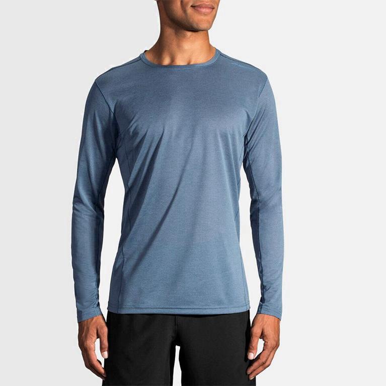 Brooks Ghost Israel - Men's Long Sleeve Running Shirt - Blue (50123-GWCS)